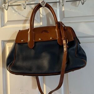 Dooney & Bourke Two-Tone Pebbled Leather Satchel - Navy and Brown